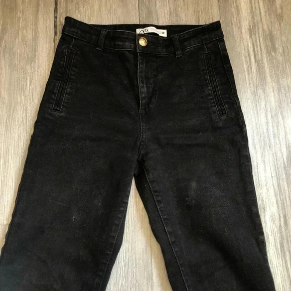 Zara Ankle High Rise Jeans Denim US4 Womens Ankle Mid Flare - Picture 11 of 11